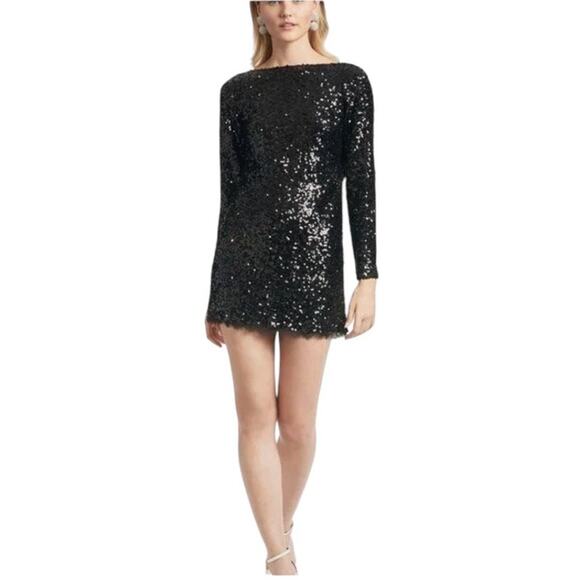 Sachin + Babi Womens NWT Size 8 Cameron Black Sequin Low Back Mini Dress - Picture 1 of 10